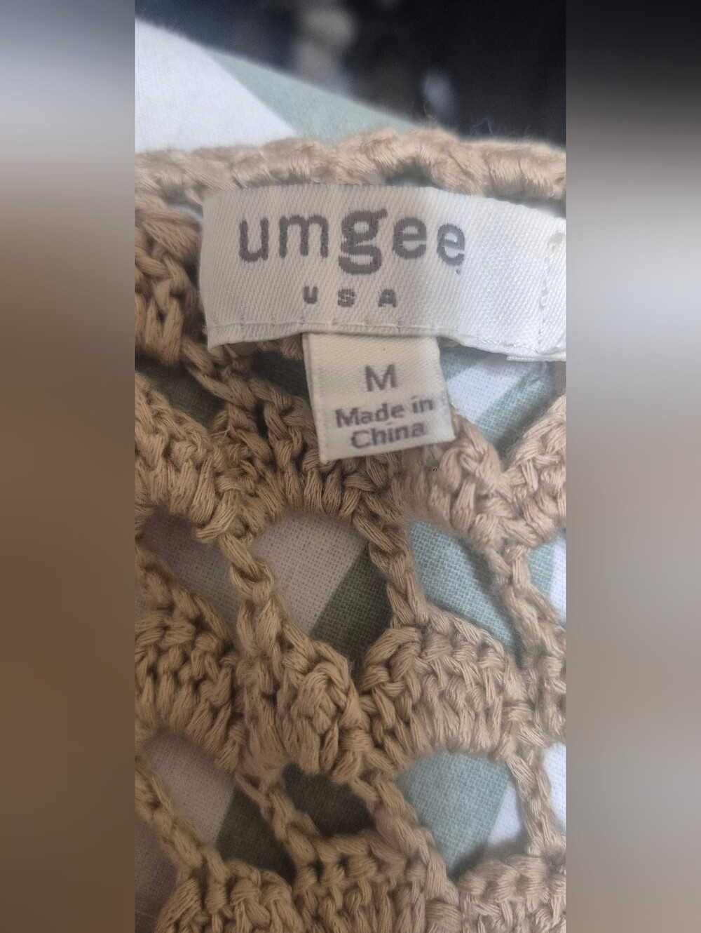 Umgee USA Crochet Fringe Open Front Boho Duster Vest Beige Size M - Picture 5 of 5